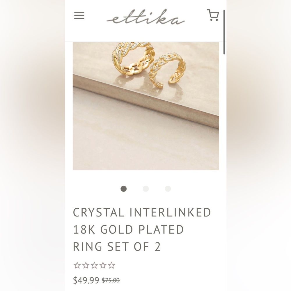 *NWT*  ettika 18k gold plated rings - set of 2 (size 7)